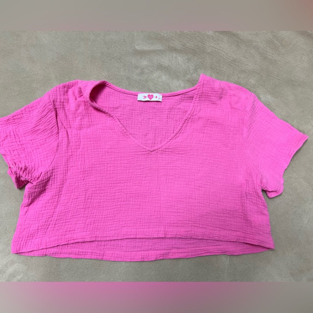 Hot Pink Textured Crop Top